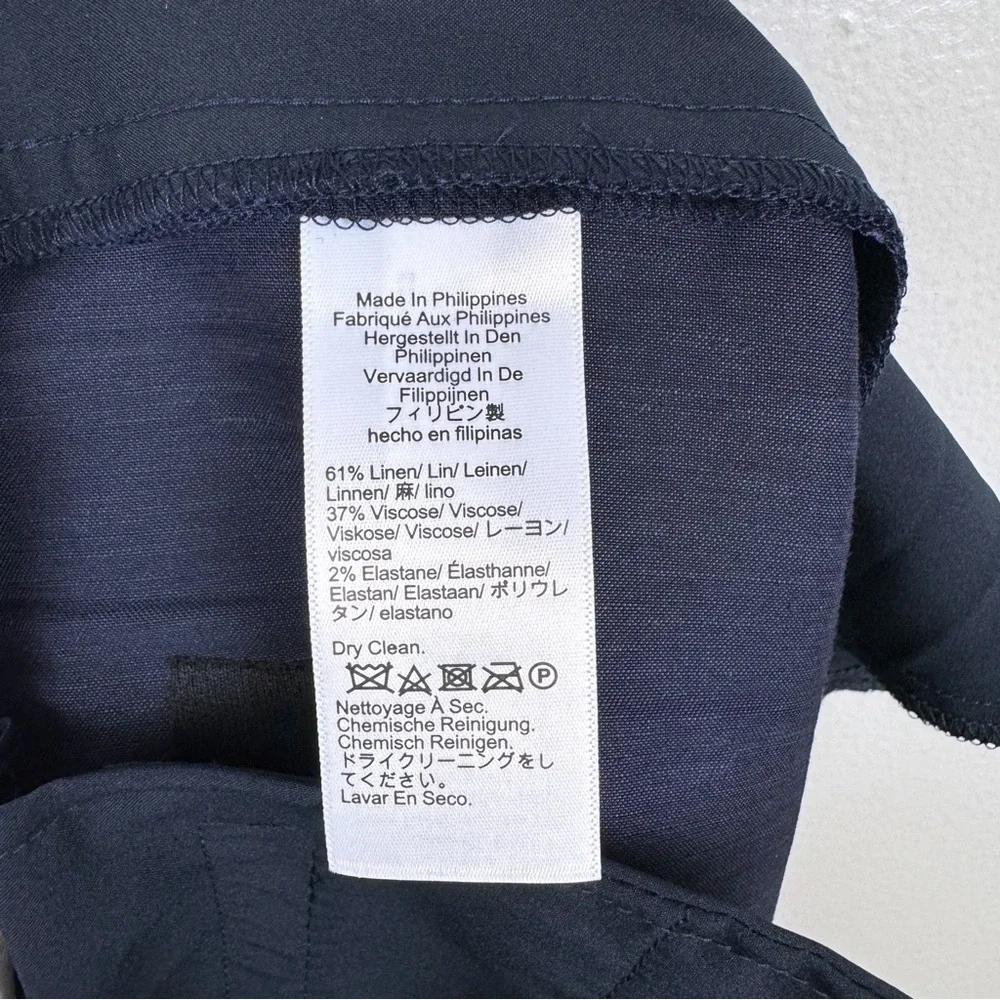 J. Crew Collection Side Tab Trouser Italian Linen Blend Navy Size 12 NWT - Picture 9 of 9